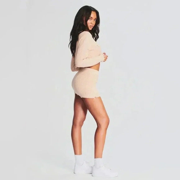 SER.O.YA Retrofête Alora Ribbed Knit Mini Skirt Cappuccino XS NWT - Picture 5 of 11